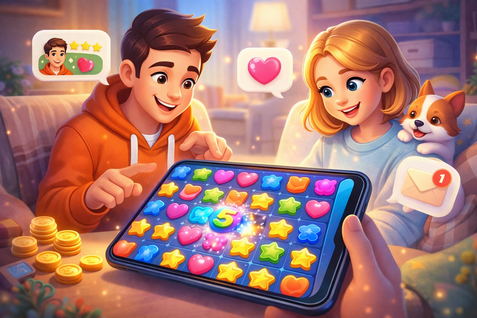 Puzzle and social mini-game example